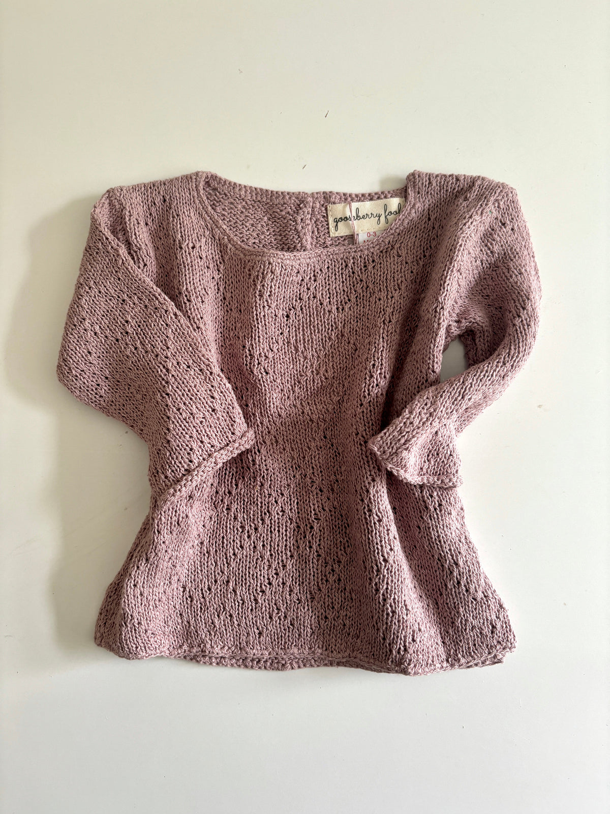 image shows chalky pink natural silk diamond baby knit