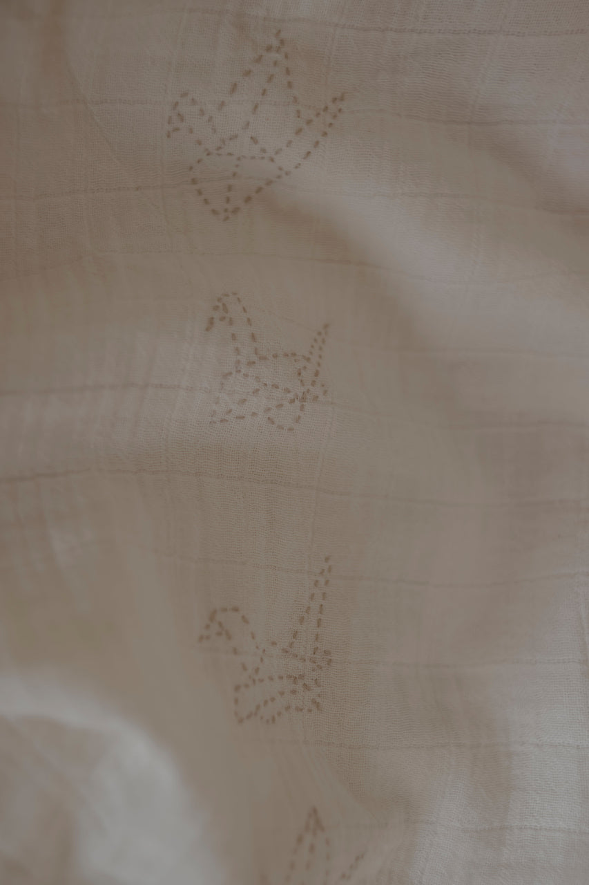 cream organic cotton baby nightgown with embroidery