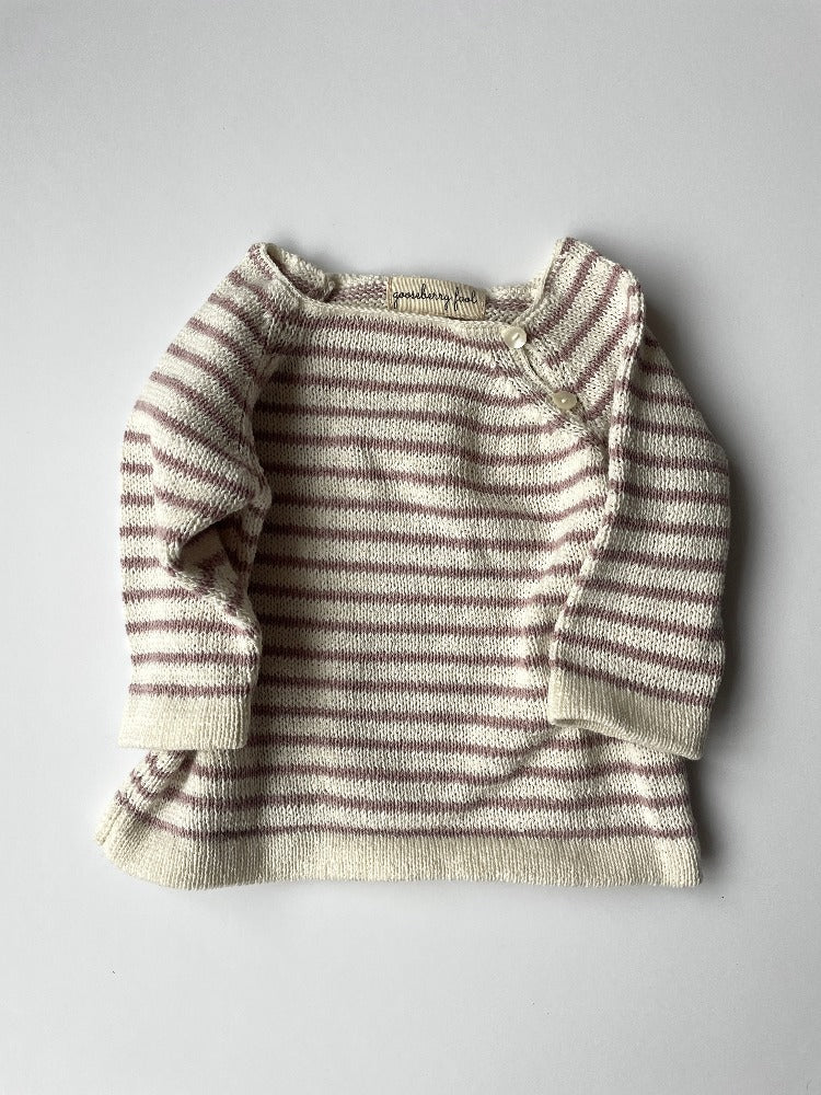 organic cotton pink and cream striped baby jumper