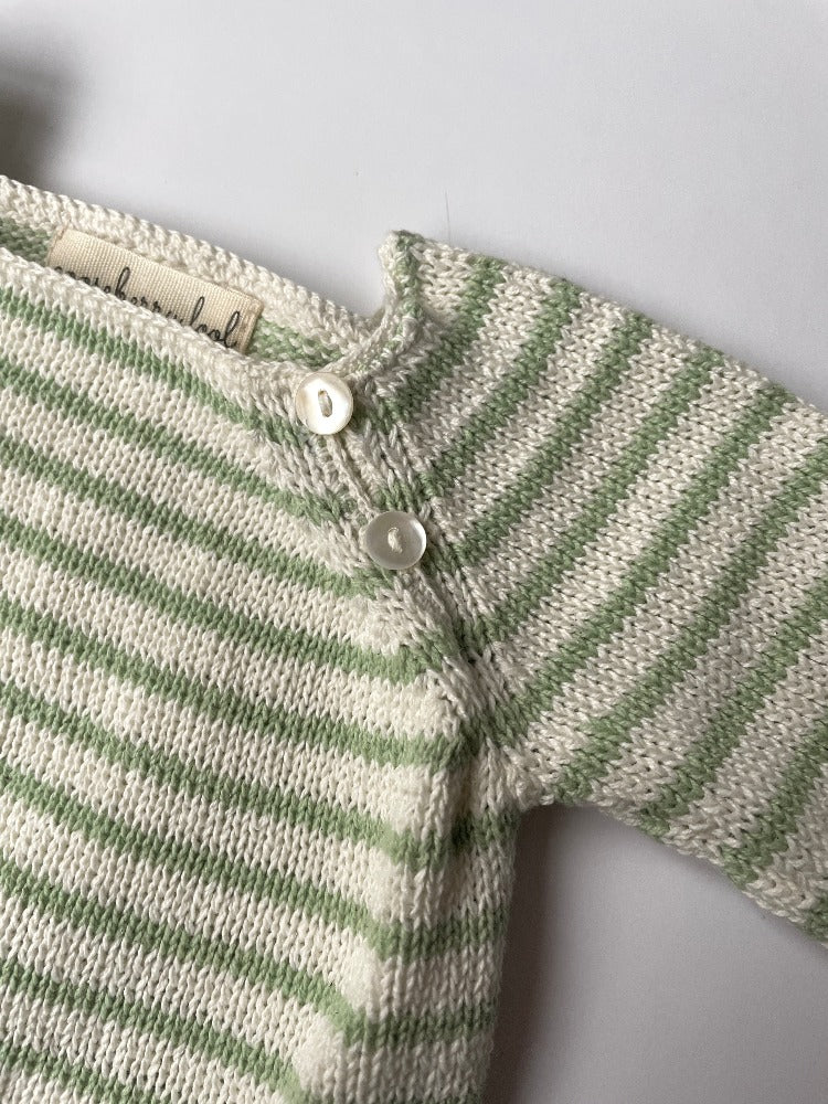 cream and green striped organic cotton knit jumper