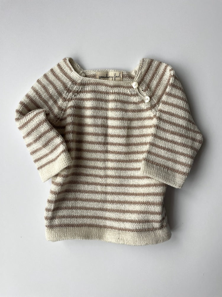 organic cotton neutral striped baby jumper